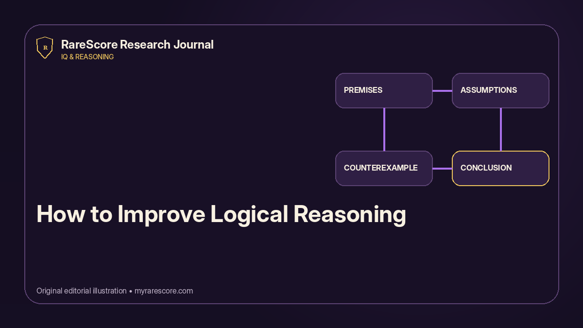 A structured reasoning workflow moving from premises to assumptions, counterexamples, conclusion, and review.