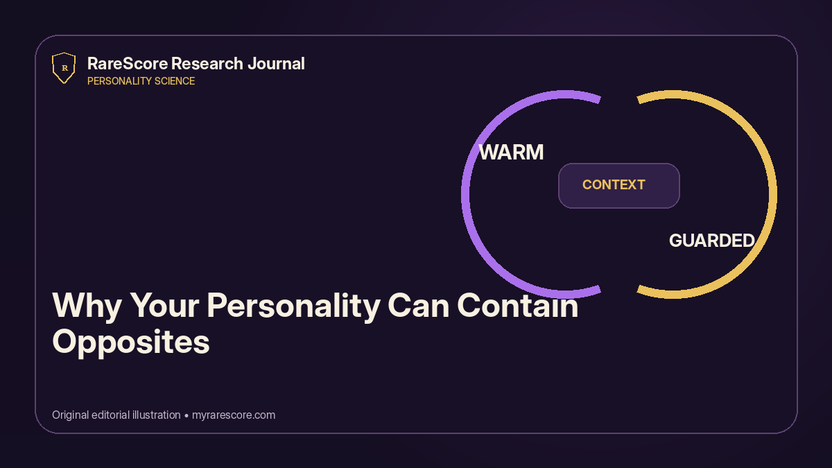 Two intersecting trait paths showing how one person can be warm in safe relationships and guarded under threat.