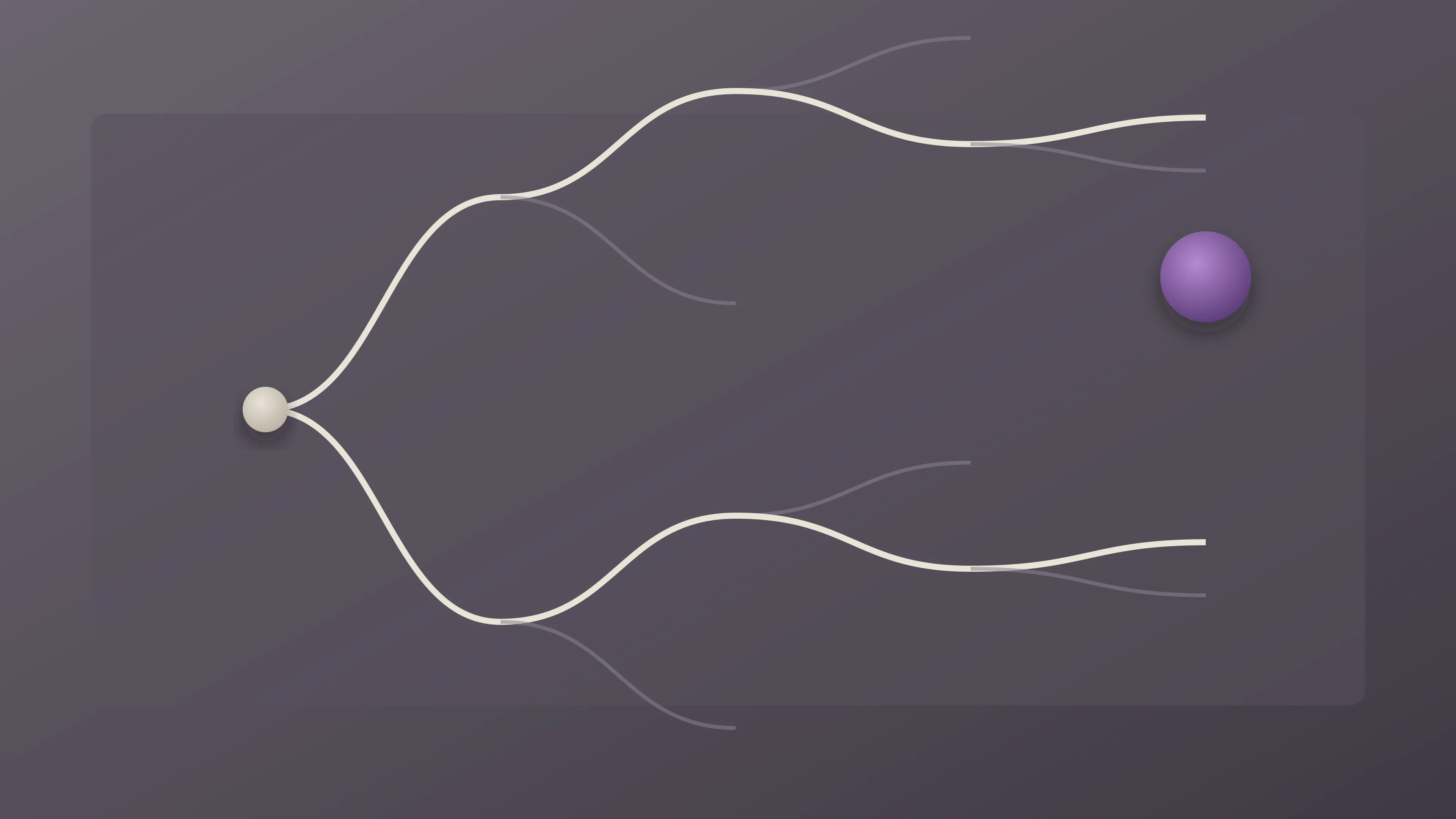 Branching lines that narrow toward one highlighted point.